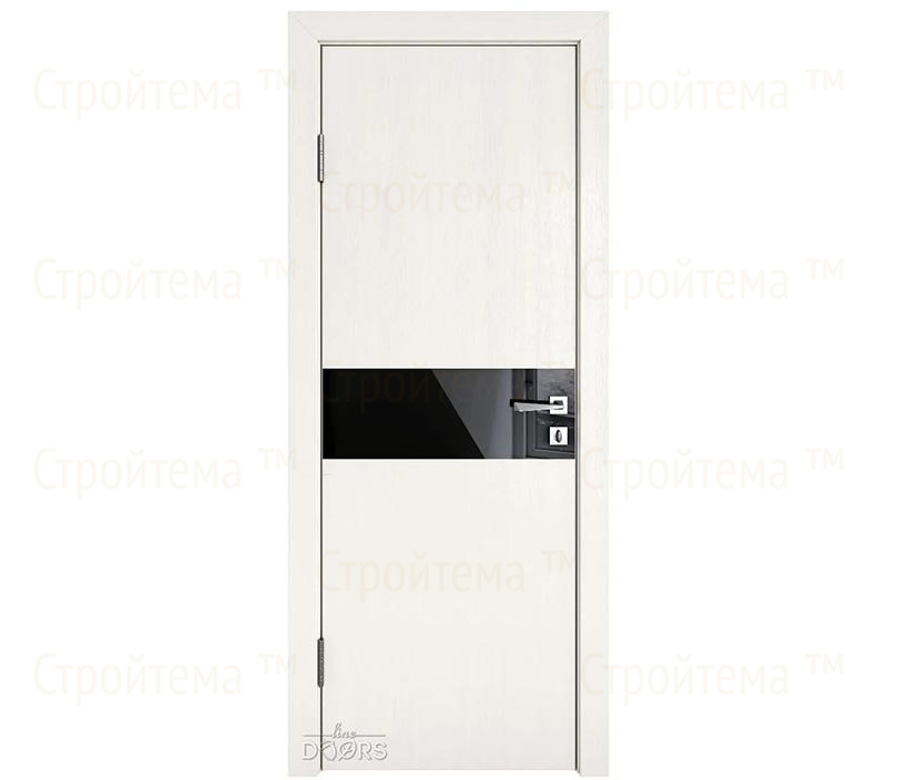 Дверь межкомнатная шумоизоляционная Линия дверей DO-609 (ДО-609) Белый ясень/стекло Черное