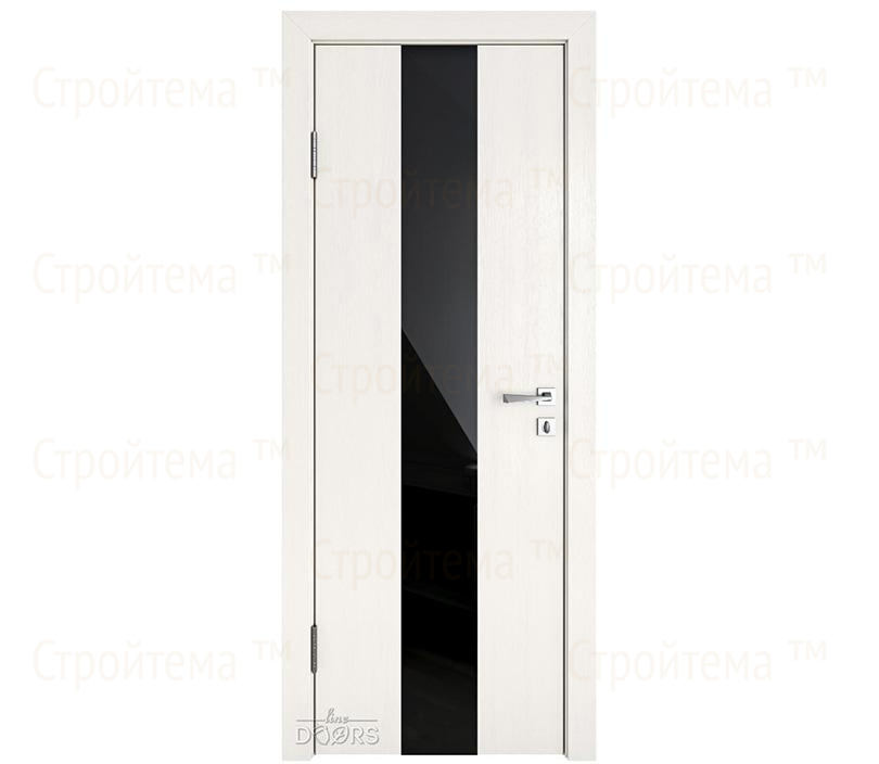 Дверь межкомнатная шумоизоляционная Линия дверей DO-610 (ДО-610) Белый ясень/стекло Черное