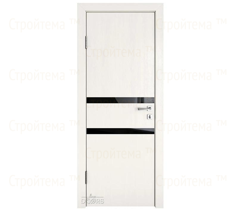 Дверь межкомнатная шумоизоляционная Линия дверей DO-613 (ДО-613) Белый ясень/стекло Черное