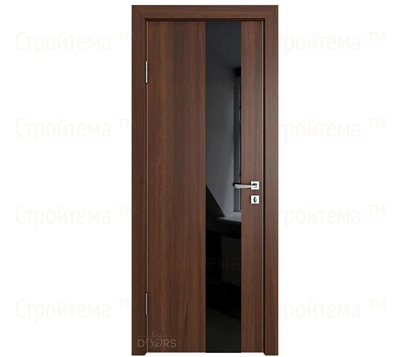 Дверь межкомнатная шумоизоляционная Линия дверей DO-604 (ДО-604) Орех тисненый/стекло Черное
