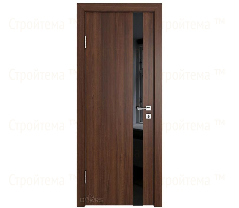 Дверь межкомнатная шумоизоляционная Линия дверей DO-607 (ДО-607) Орех тисненый/стекло Черное