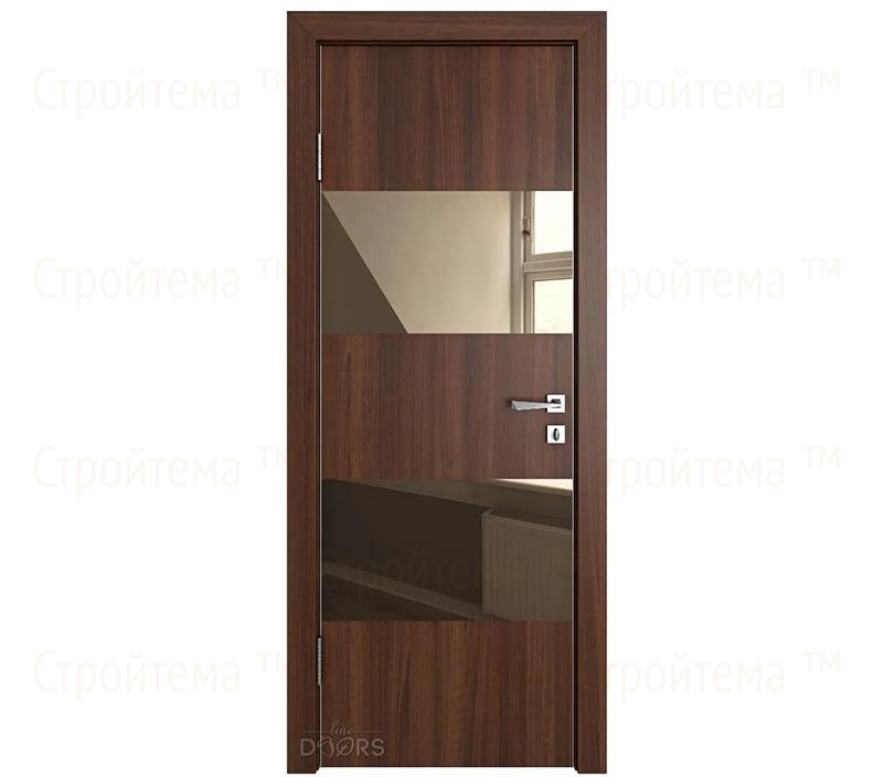 Дверь межкомнатная шумоизоляционная Линия дверей DO-608 (ДО-608) Орех тисненый/зеркало Бронза