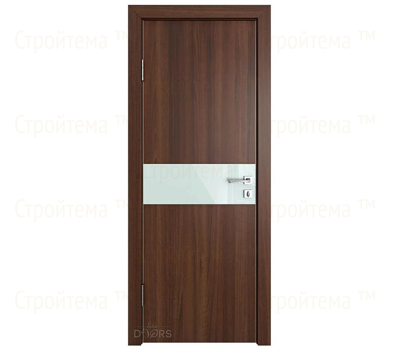 Дверь межкомнатная шумоизоляционная Линия дверей DO-609 (ДО-609) Орех тисненый/стекло Белое