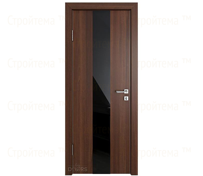 Дверь межкомнатная шумоизоляционная Линия дверей DO-610 (ДО-610) Орех тисненый/стекло Черное