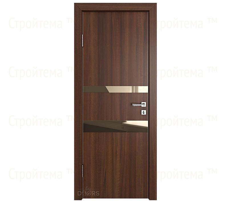 Дверь межкомнатная шумоизоляционная Линия дверей DO-612 (ДО-612) Орех тисненый/зеркало Бронза