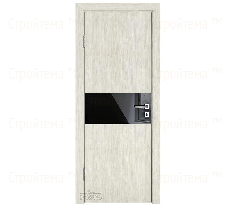 Дверь межкомнатная шумоизоляционная Линия дверей DO-601 (ДО-601) Белая лиственница/стекло Черное