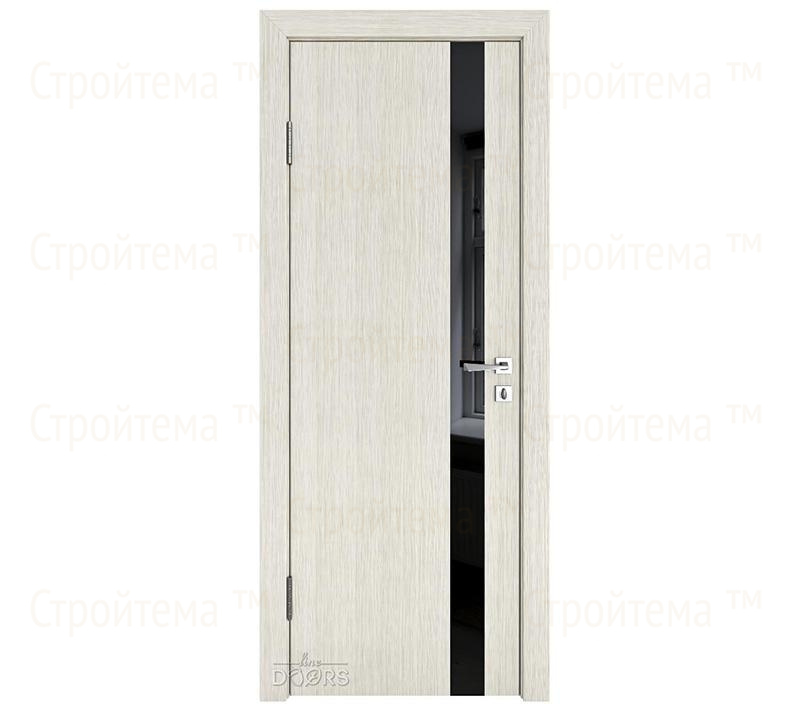 Дверь межкомнатная шумоизоляционная Линия дверей DO-607 (ДО-607) Белая лиственница/стекло Черное