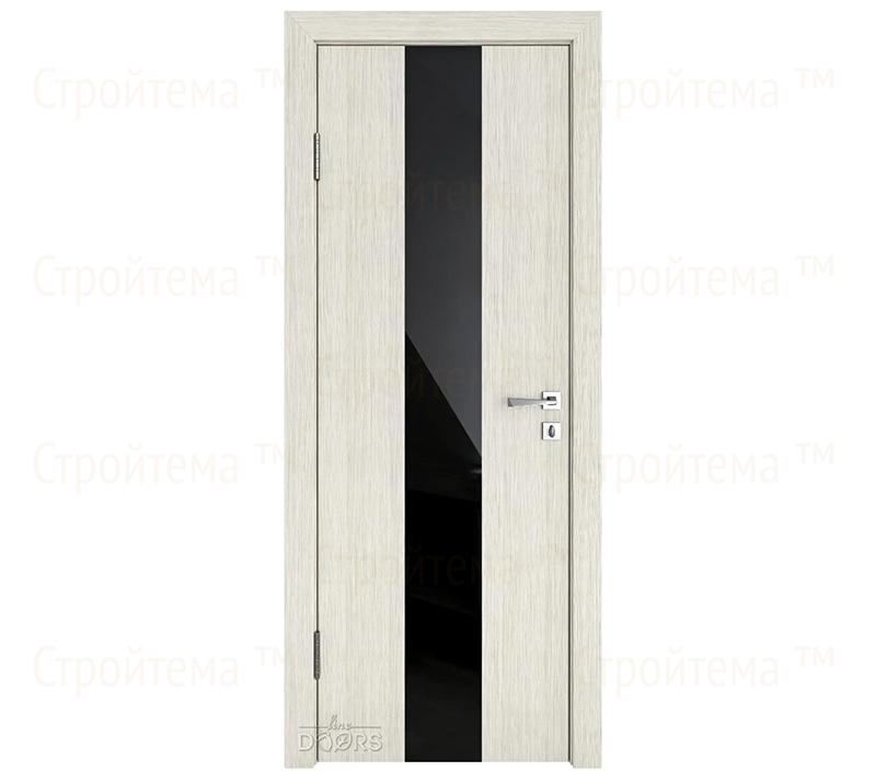 Дверь межкомнатная шумоизоляционная Линия дверей DO-610 (ДО-610) Белая лиственница/стекло Черное
