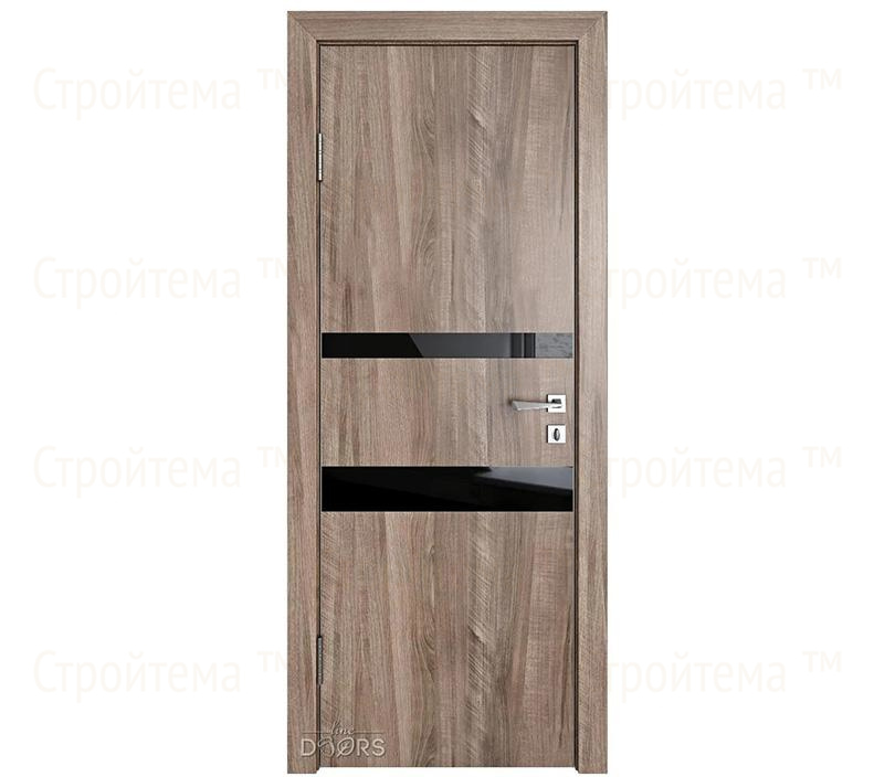 Дверь межкомнатная шумоизоляционная Линия дверей DO-612 (ДО-612) Орех седой светлый/стекло Черное