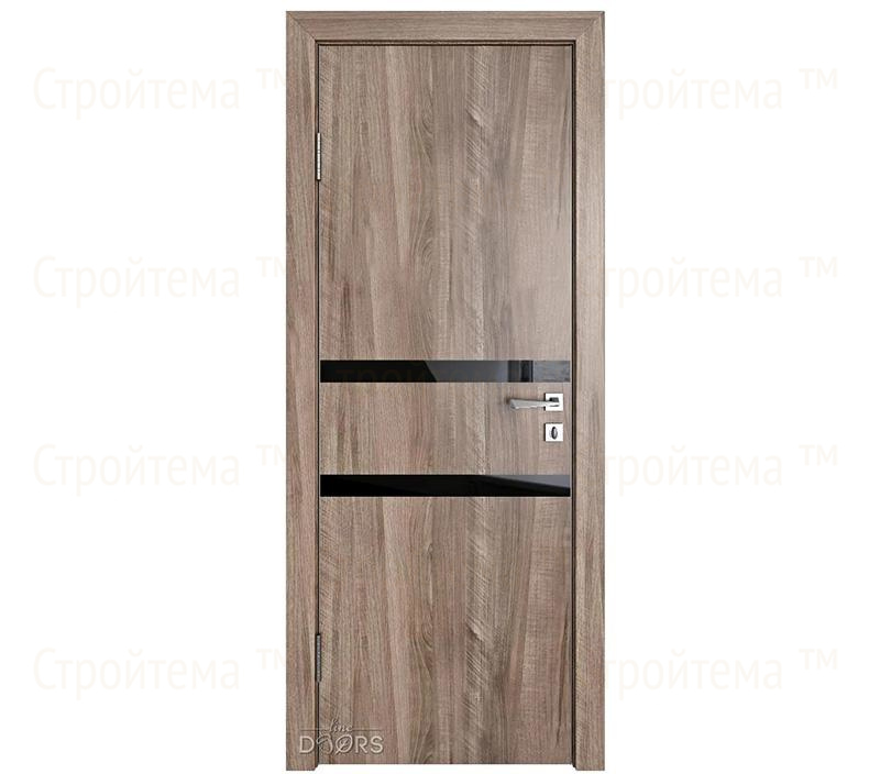 Дверь межкомнатная шумоизоляционная Линия дверей DO-613 (ДО-613) Орех седой светлый/стекло Черное