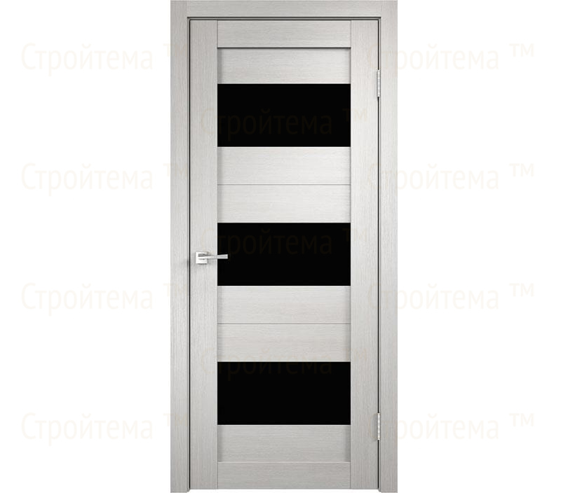 Дверь межкомнатная остекленная Velldoris Duplex 5 Дуб белый/Лакобель черное
