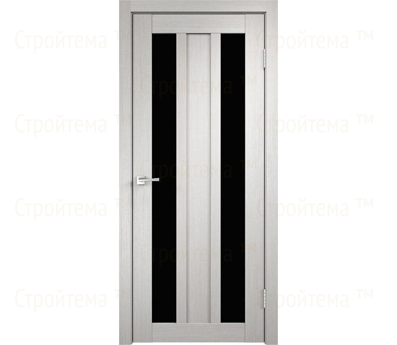 Дверь межкомнатная остекленная Velldoris INTERI 3/2 Дуб белый/Лакобель черное
