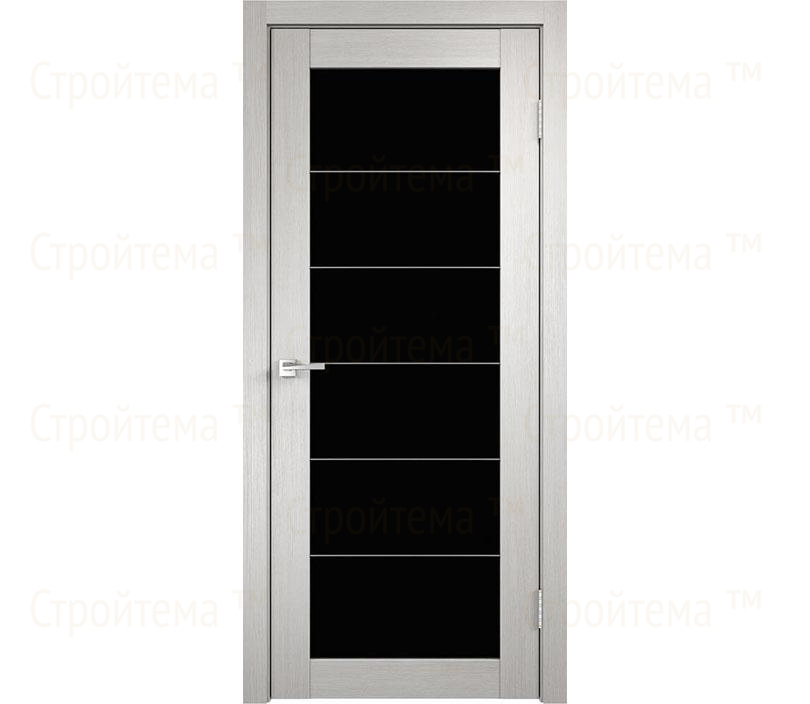 Дверь межкомнатная остекленная Velldoris INTERI 5/1 Дуб белый/Лакобель черное