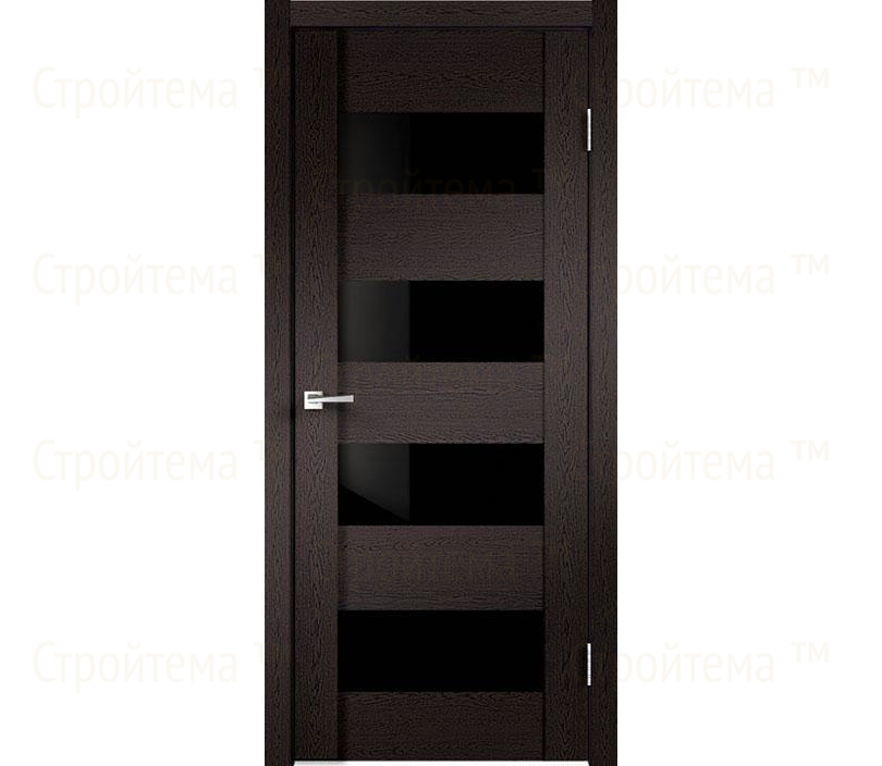 Дверь межкомнатная остекленная Velldoris MODERN 4 Дуб черный/Чёрное