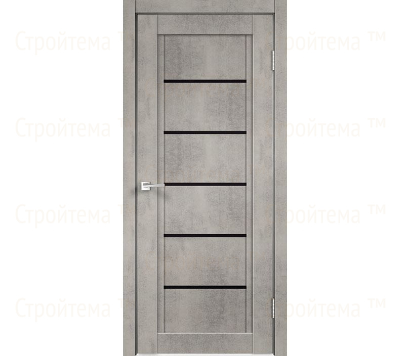 Дверь межкомнатная остекленная Velldoris NEXT 1 Муар светло-серый/Лакобель черное