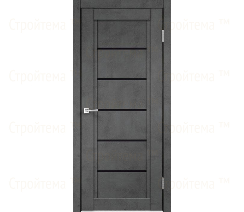 Дверь межкомнатная остекленная Velldoris NEXT 1 Муар темно-серый/Лакобель черное