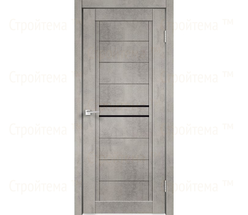 Дверь межкомнатная остекленная Velldoris NEXT 2 Муар светло-серый/Лакобель черное