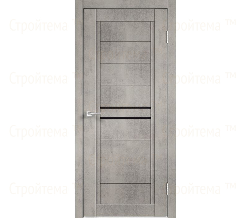 Дверь межкомнатная остекленная Velldoris NEXT 2 Муар светло-серый/Лакобель черное