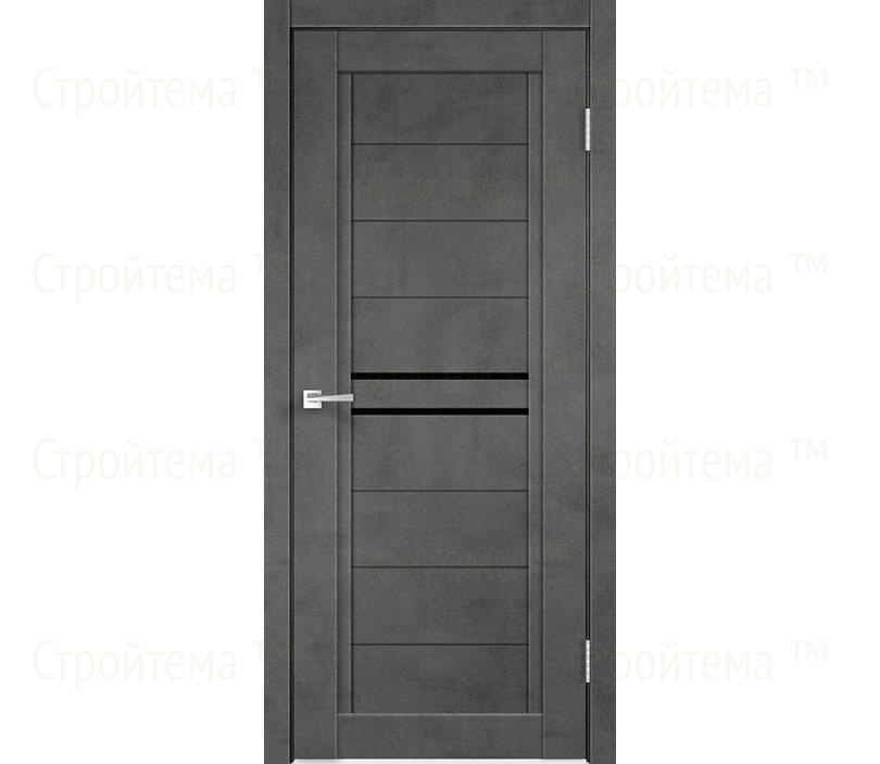 Дверь межкомнатная остекленная Velldoris NEXT 2 Муар темно-серый/Лакобель черное