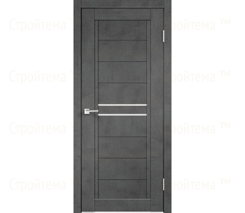 Дверь межкомнатная остекленная Velldoris NEXT 2 Муар темно-серый/Лакобель белое