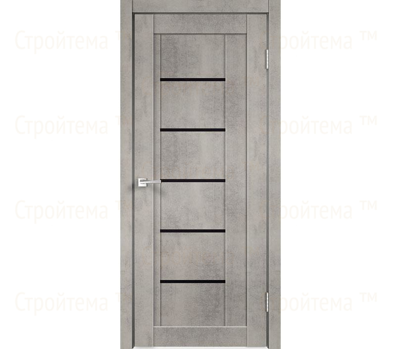 Дверь межкомнатная остекленная Velldoris NEXT 3 Муар светло-серый/Лакобель черное