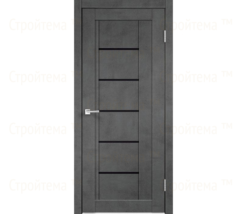 Дверь межкомнатная остекленная Velldoris NEXT 3 Муар темно-серый/Лакобель черное