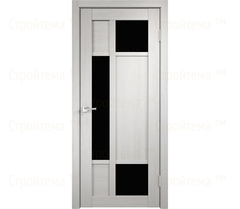 Дверь межкомнатная остекленная Velldoris PROVANCE 4 Дуб белый/Лакобель черное