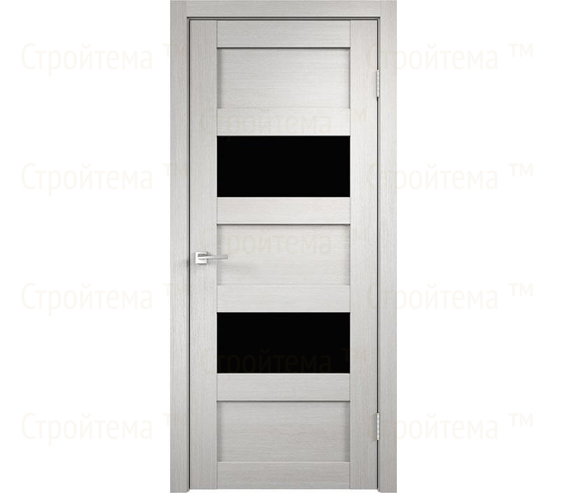 Дверь межкомнатная остекленная Velldoris TREND 2V Дуб белый/Лакобель черное