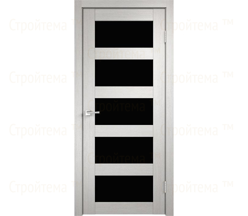 Дверь межкомнатная остекленная Velldoris TREND 5V Дуб белый/Лакобель черное