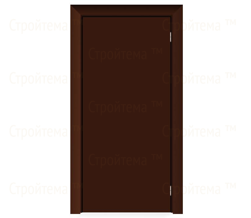 Влагостойкая дверь ПВХ EtaDoor глухая коричневая маятниковая одностворчатая с алюминиевой кромкой