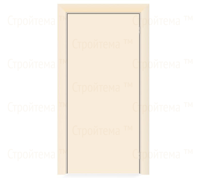 Влагостойкая дверь ПВХ EtaDoor глухая кремовая маятниковая одностворчатая с алюминиевой кромкой