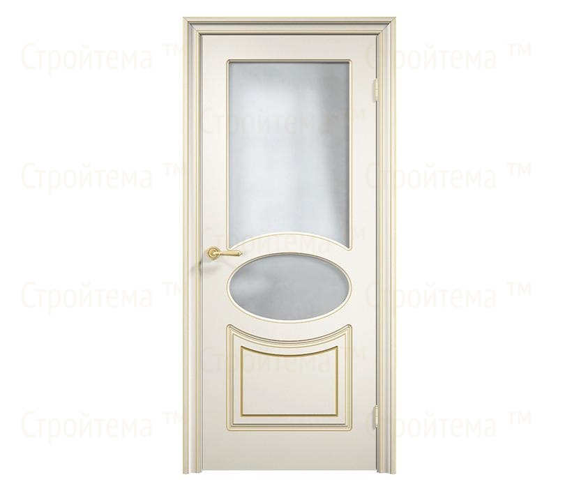 Дверь межкомнатная со стеклом Милан ДО15 с патиной бежевая