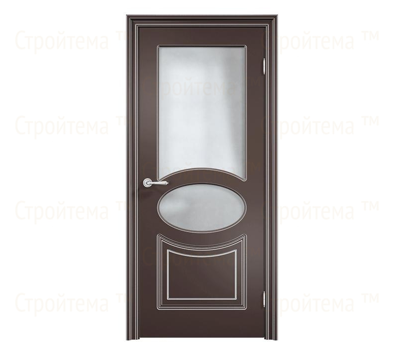 Дверь межкомнатная со стеклом Милан ДО16 с патиной коричневая
