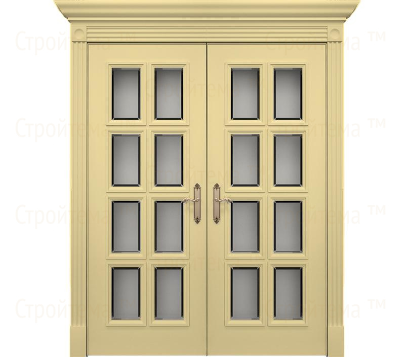 Двухстворчатая дверь Монца ДО1 со стеклом ванильная