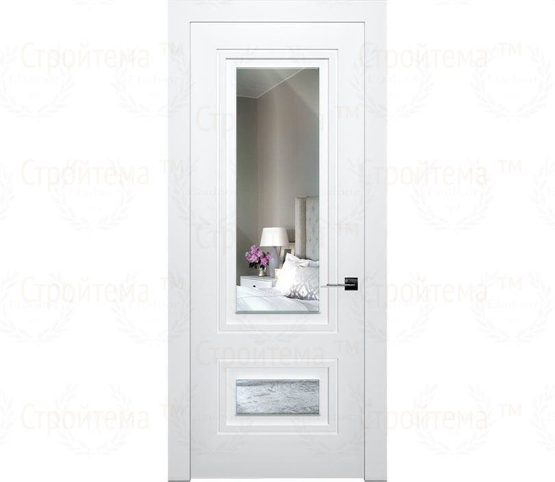 Дверь межкомнатная с зеркалом Гранада ДГ2-2 в эмали белая