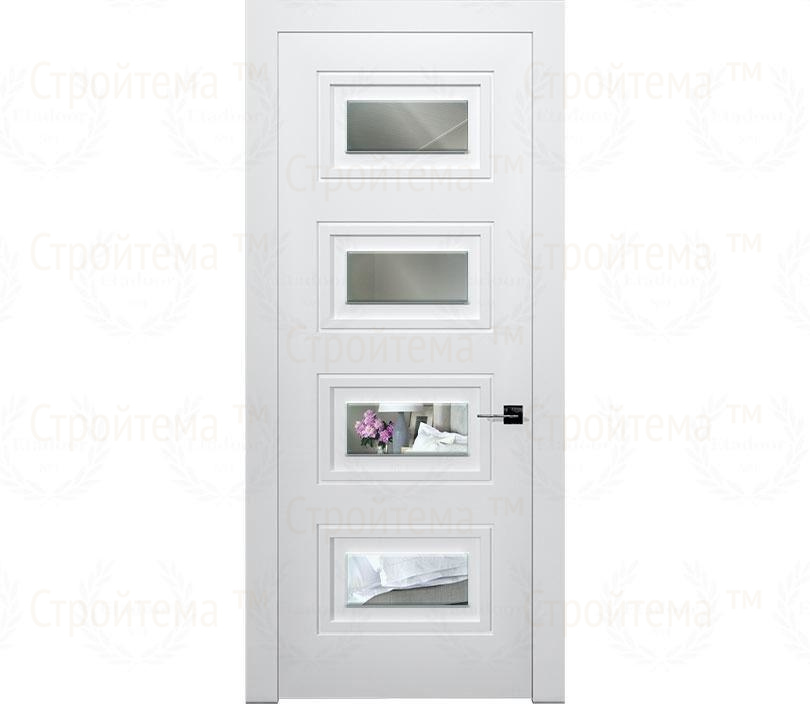 Дверь межкомнатная с зеркалом Гранада ДГ4 в эмали белая
