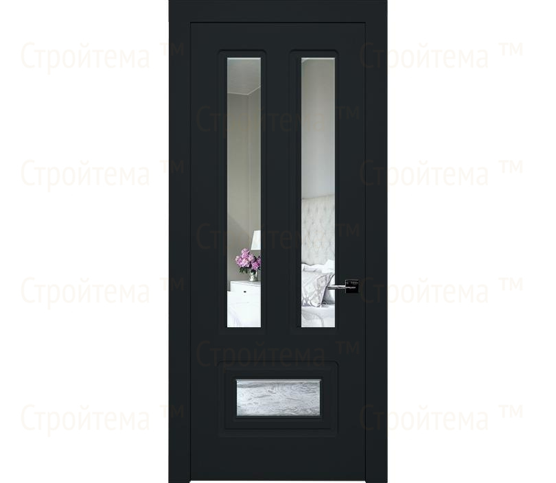 Дверь межкомнатная с зеркалом Милан ДГ10 черная