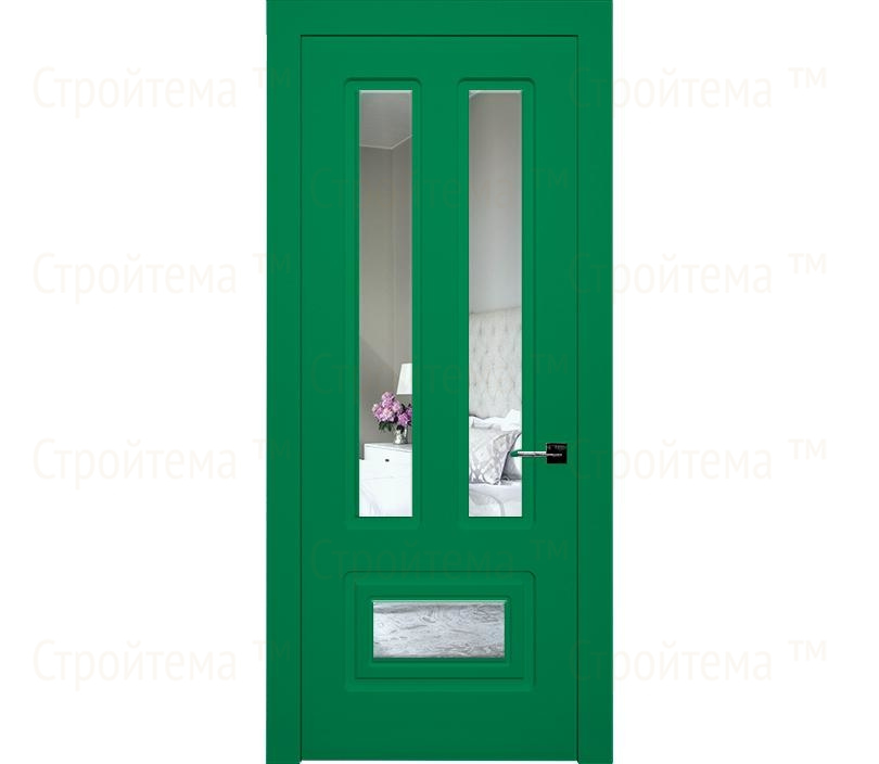 Дверь межкомнатная с зеркалом Милан ДГ10 зеленая