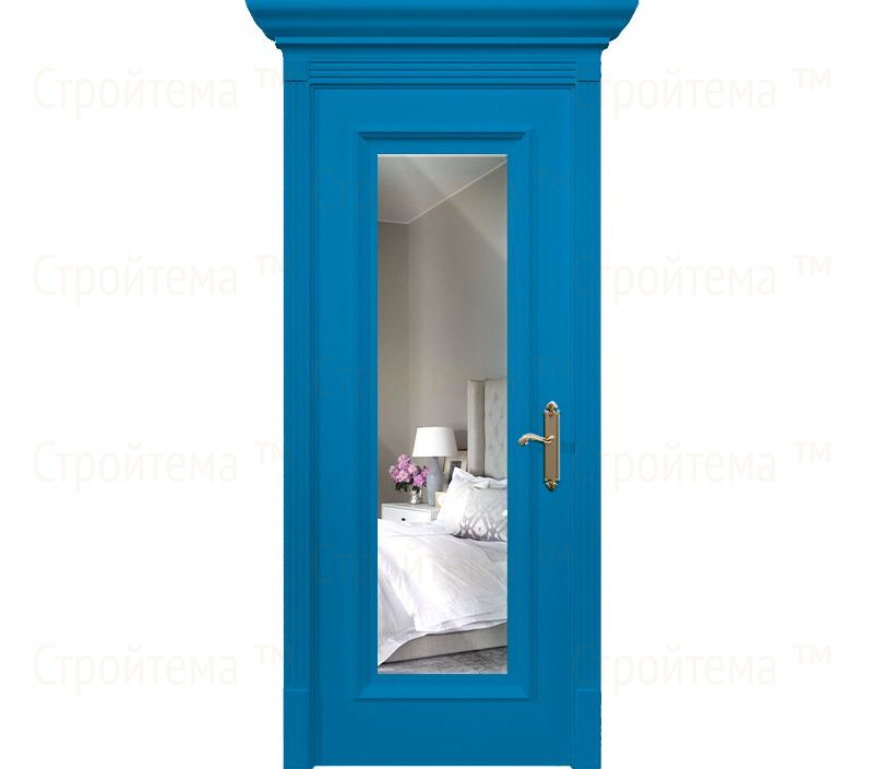 Дверь межкомнатная с зеркалом Неаполь ДГ1 голубая