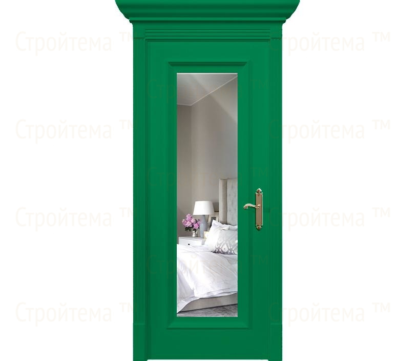 Дверь межкомнатная с зеркалом Неаполь ДГ1 зеленая