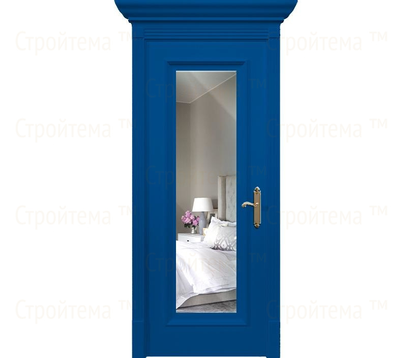 Дверь межкомнатная с зеркалом Неаполь ДГ1 синяя