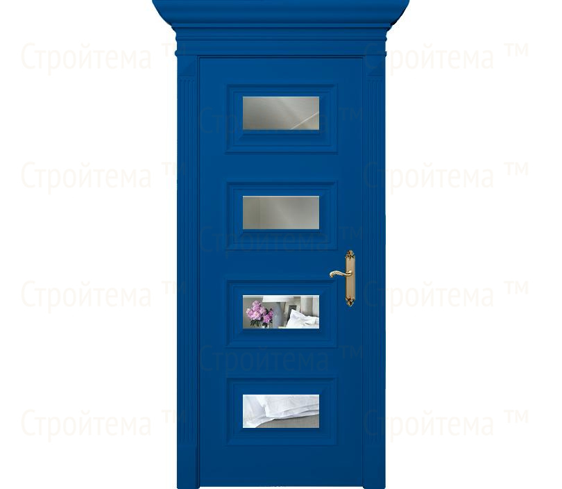 Дверь межкомнатная с зеркалом Палермо ДО4 синяя