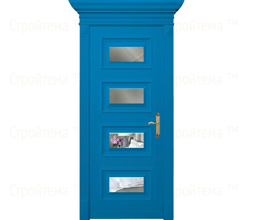 Дверь межкомнатная с зеркалом Палермо ДО4 голубая