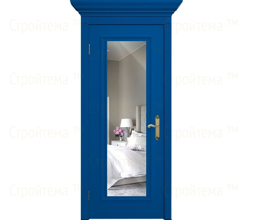 Дверь межкомнатная с зеркалом Венеция ДГ1 синяя