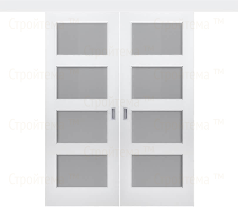 Двухстворчатая дверь раздвижная Римини ДО4 со стеклом белая