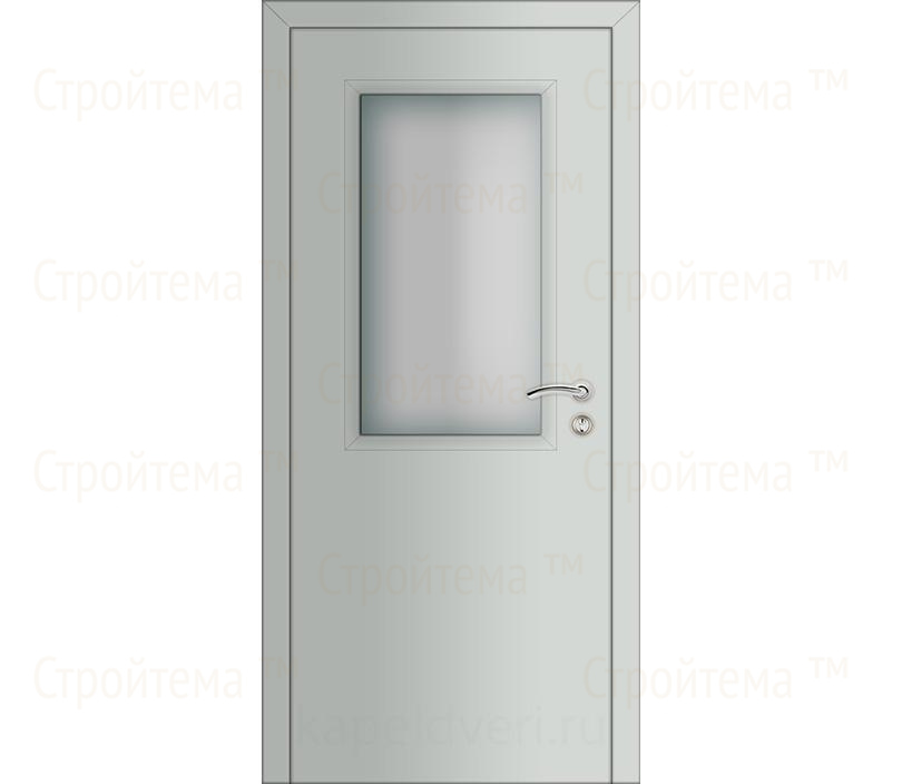 Дверь межкомнатная Капель Classic ПВХ гладкая моноколор серый 7035 с остеклением