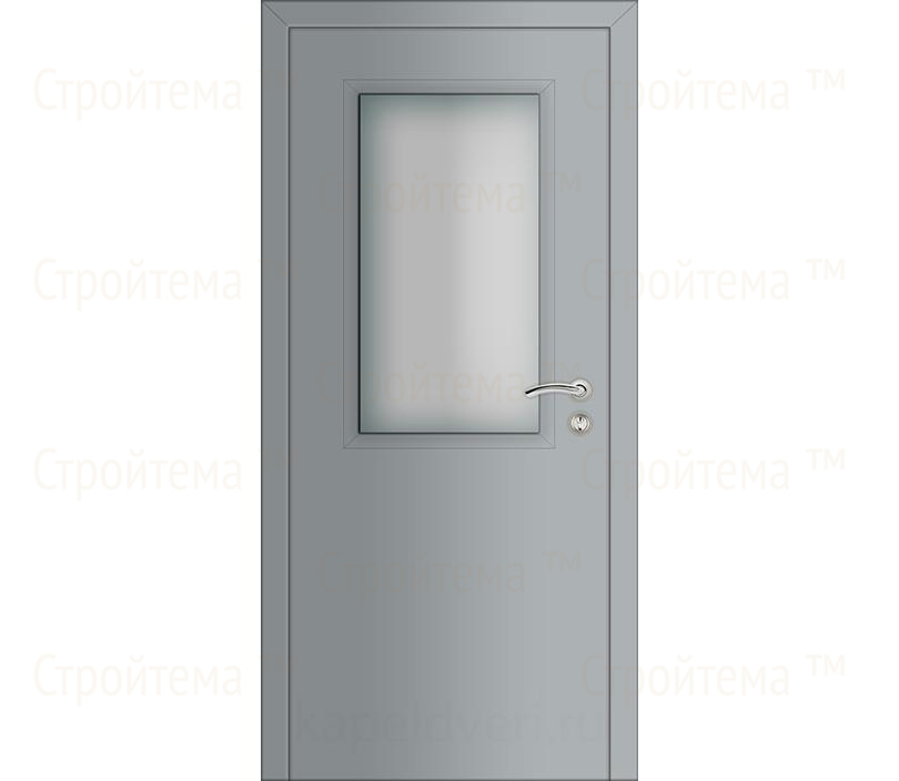 Дверь межкомнатная Капель Classic ПВХ гладкая моноколор серый 7040 с остеклением
