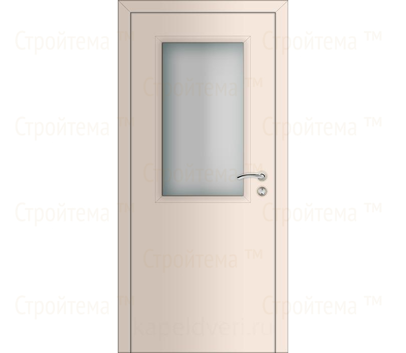 Дверь межкомнатная Капель Classic ПВХ гладкая моноколор кремовый 9001 с остеклением