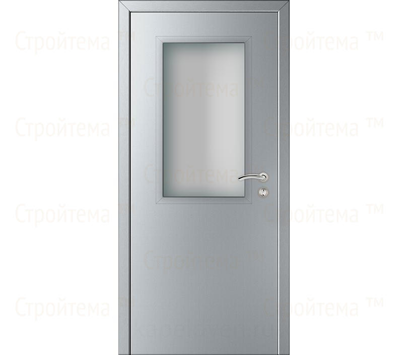 Дверь межкомнатная Капель Classic ПВХ гладкая Титан с остеклением