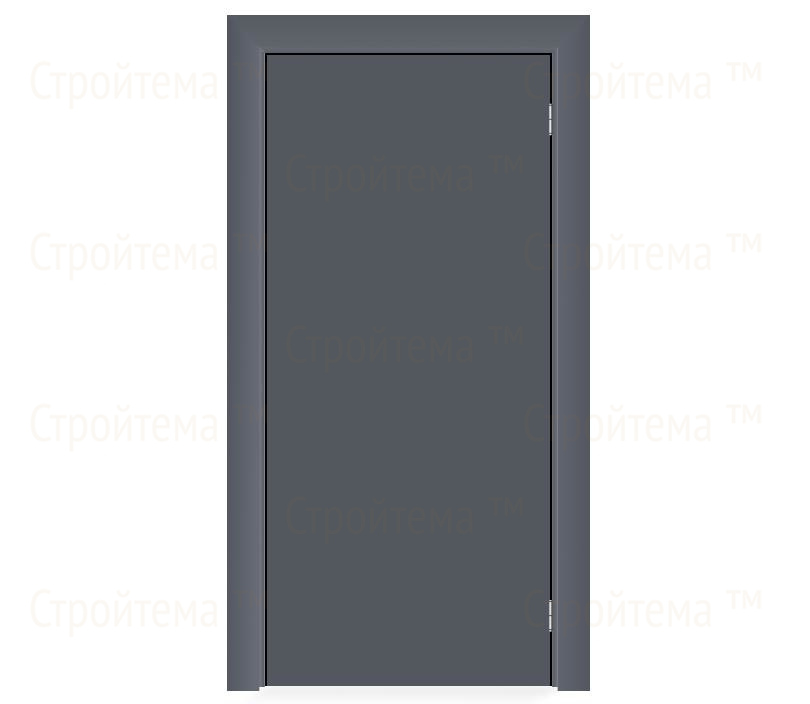 Влагостойкая дверь ПВХ EtaDoor глухая серая маятниковая одностворчатая с алюминиевой кромкой